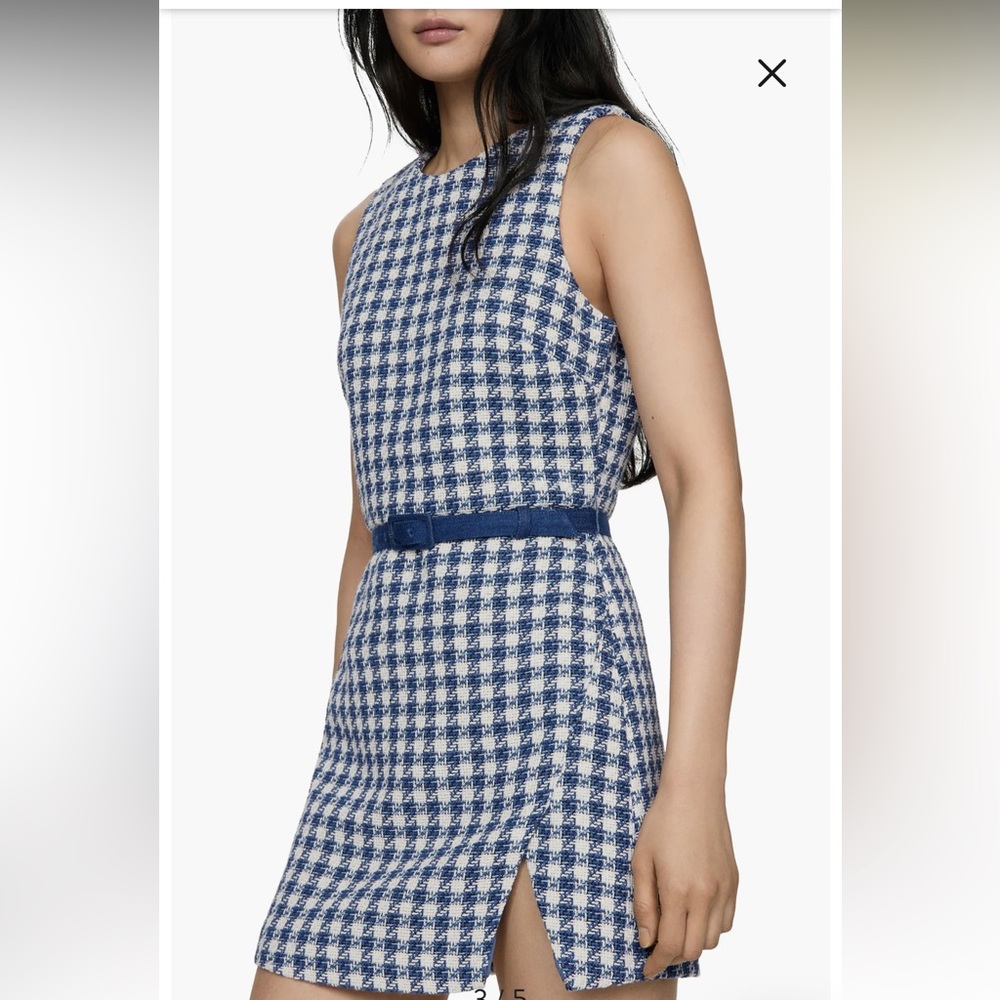 Houndstooth Belted Minidress- Mango Brand